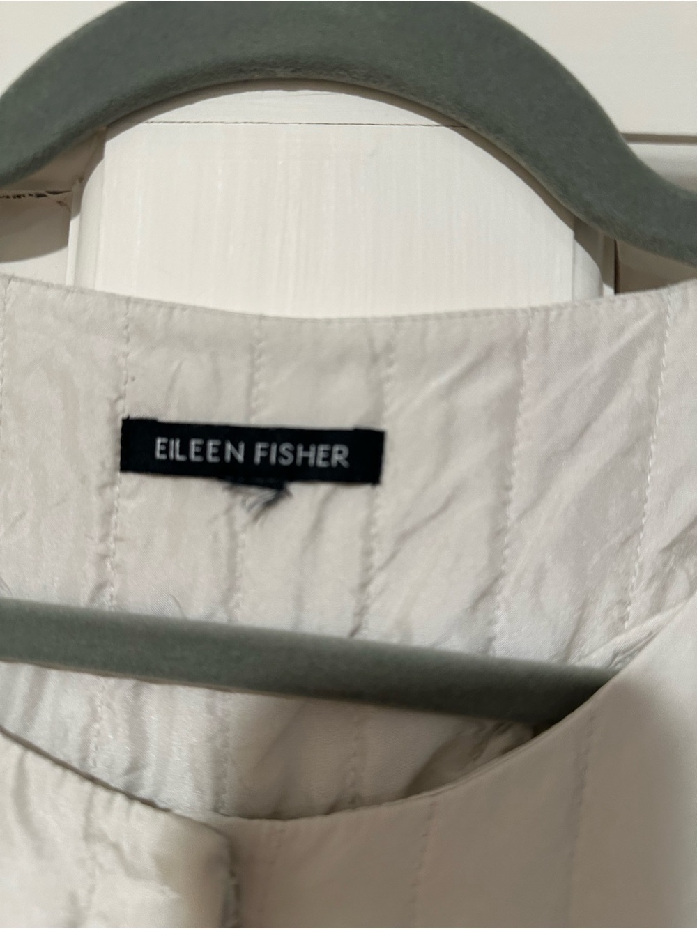 Eileen Fisher Quilted Collarless Silk Jacket in Ivory - Picture 4 of 6